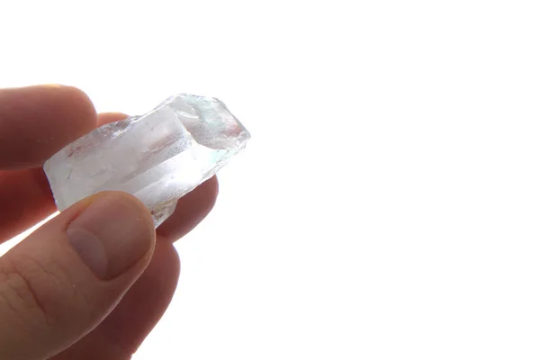 白い背景に自家製の大きな砂糖の結晶 — ストック写真