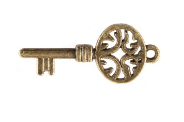 Beyaz arkaplanda izole edilmiş eski vintage anahtar
