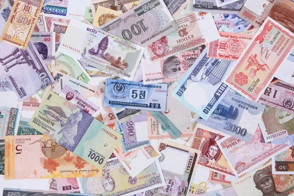 Raccolta Banconote Nel Mondo Come Sfondo Finanziario Molto Bello — Foto Stock