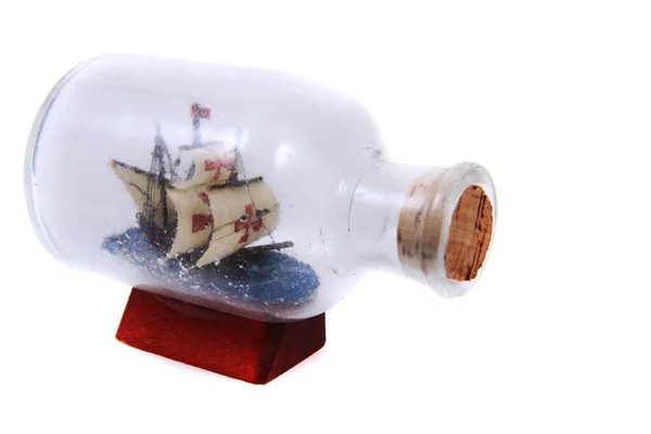 Small Ship Glass Bottle Isolated — Stock Photo, Image