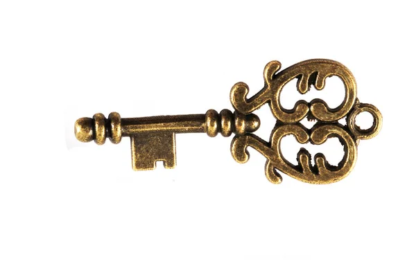 Alter Vintage Schlüssel Isoliert Auf Weißem Hintergrund — Stockfoto