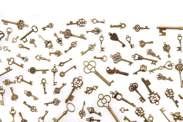 Old Vintage Keys Isolated White Background — Stock Photo, Image