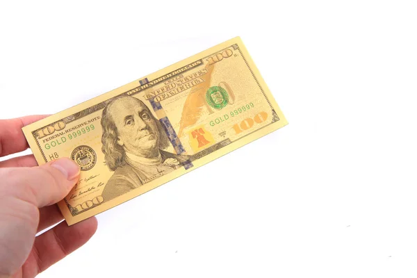 Golddollar Banknote Isoliert Auf Weißem Hintergrund — Stockfoto