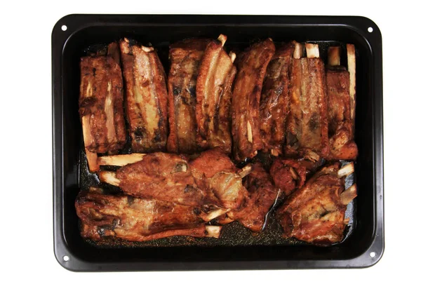 grilled pig ribs isolated on the white background
