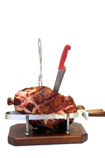 Gebackene Schweinshaxe Als Sehr Schönes Essen Hintergrund — Stockfoto