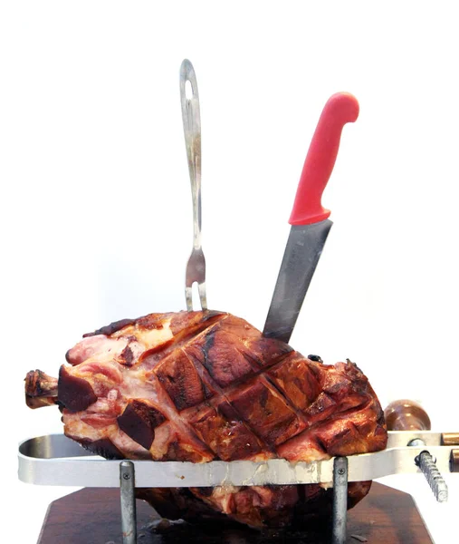 Gebackene Schweinshaxe Als Sehr Schönes Essen Hintergrund — Stockfoto