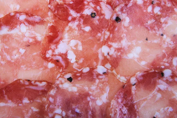 Gedroogde Italiaanse Salami Als Zeer Mooie Gastronomische Achtergrond — Stockfoto
