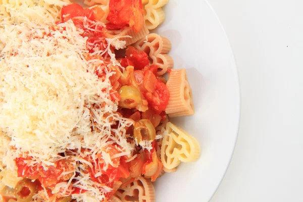 Hearts pasta with vegetable — Stock Photo, Image