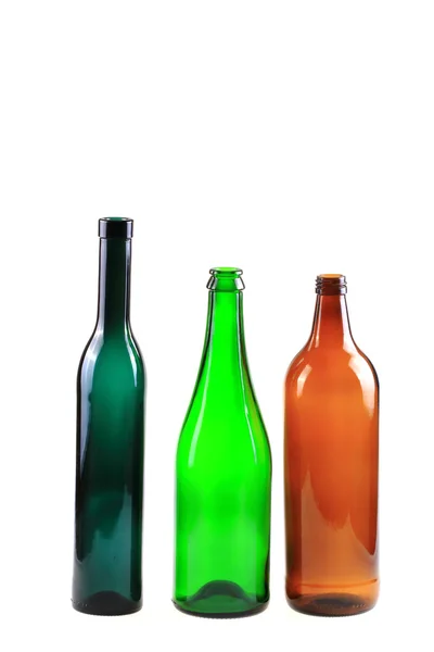 Botellas de vidrio vacías aisladas — Foto de Stock