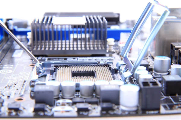 Detail of modern computer mainboard (motherboard) — Stock Photo, Image