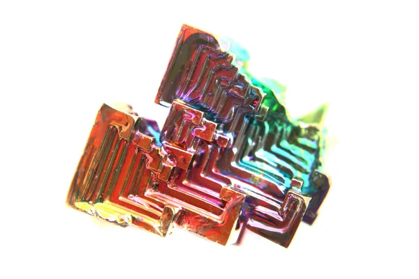 Color bismuth crystal isolated — Stock Photo, Image