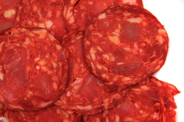 Fresh salami background — Stock Photo, Image