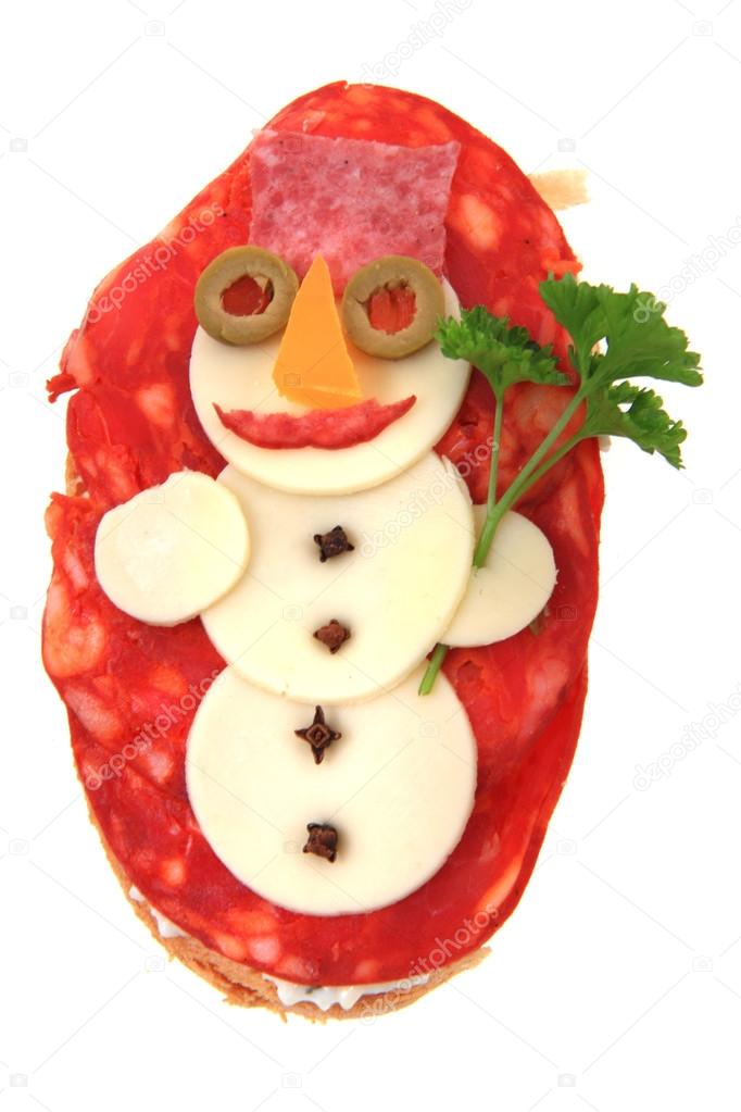 funny sandwich for chilren (snowman)