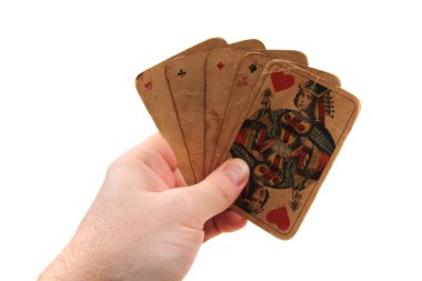 Elimde eski poker kartları 