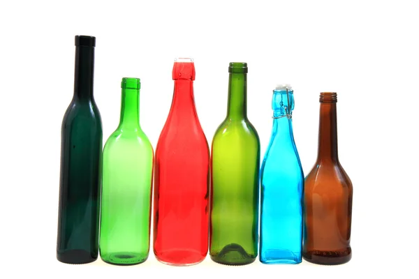 Botellas de vidrio de color vacío —  Fotos de Stock