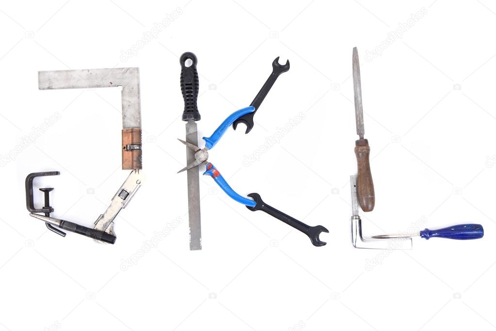 tool mechanical as alphabet isolated 