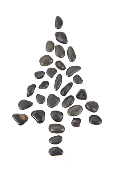 Christmas tree from black stones isolated — Stock Photo, Image