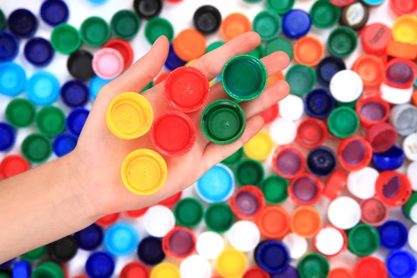 Pet caps recycle background — Stock Photo, Image