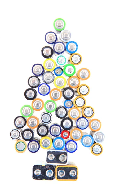 Weihnachtsbaum aus Batterien — Stockfoto