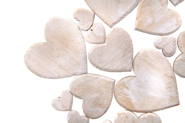 Corações de madeira isolados — Fotografia de Stock