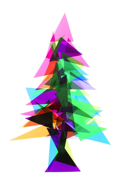Christmas tree from color plastic triangles — Stock Photo, Image