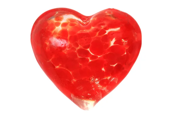 Glas rotes Herz isoliert — Stockfoto