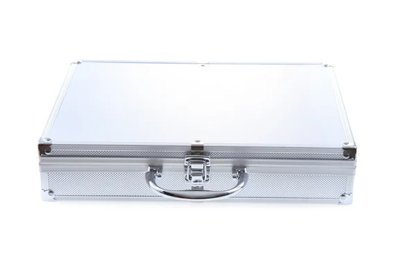 Новый алюминиевый чемодан — стоковое фото