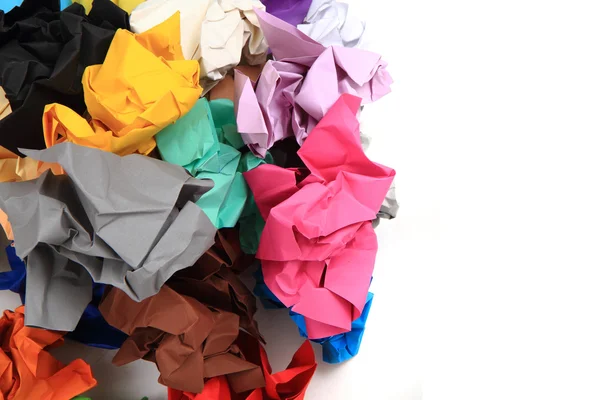Zmačkaný barevné papíry — Stock fotografie