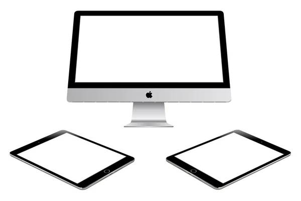 Apple imac and ipad air 2 — Stock Photo, Image