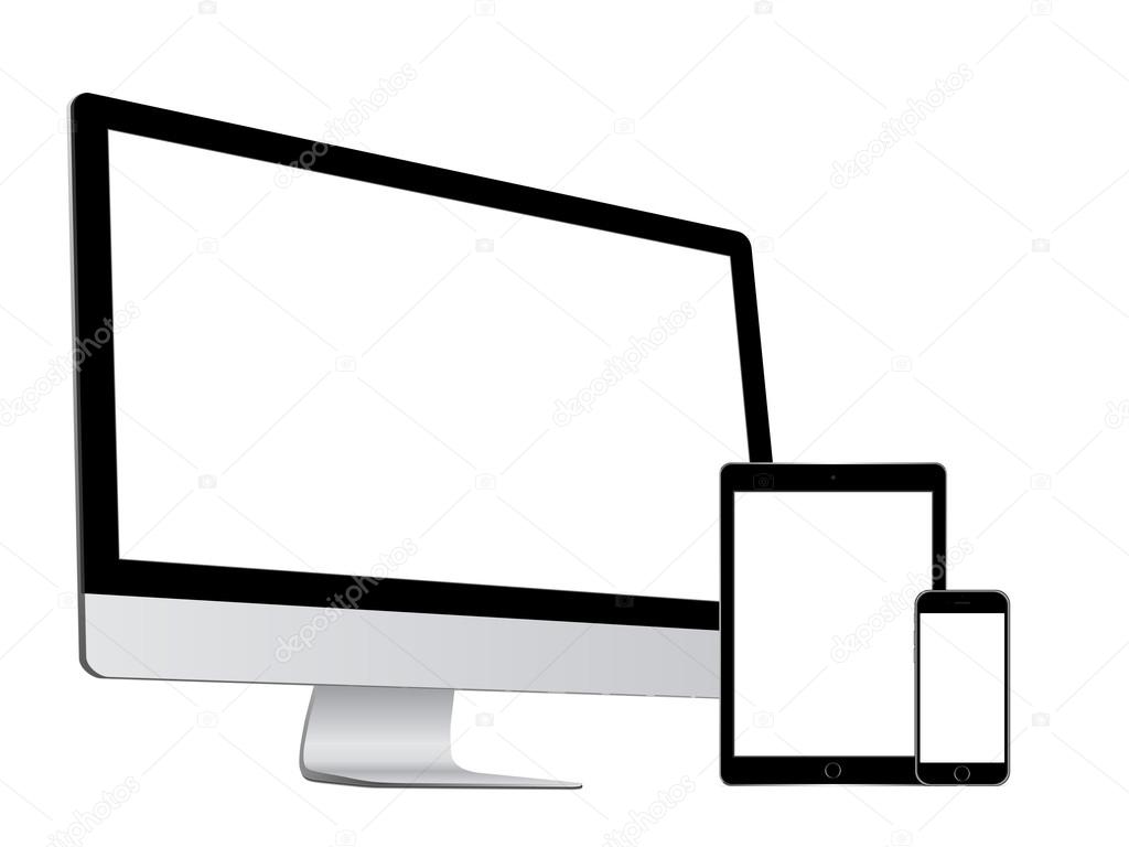 Vector illustration modern computer, phone, tablet