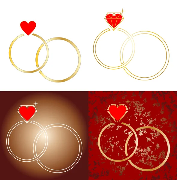 Anillos de boda — Vector de stock