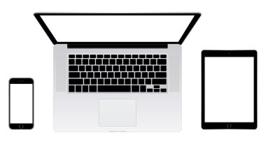 Vektör çizim modern bilgisayar, telefon, tablet