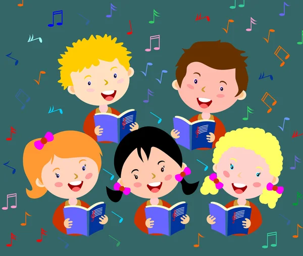 Children choir. Kids choir singing. — Stock Vector