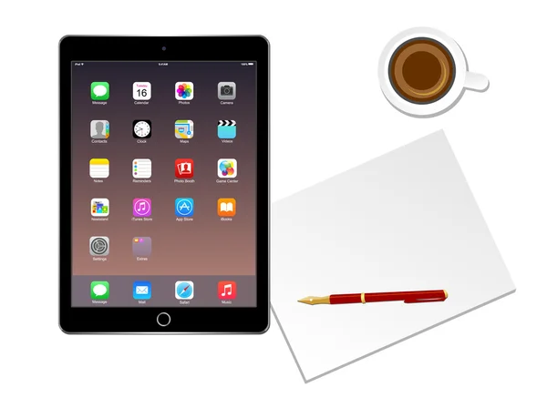 Χώρο εργασίας με την Apple Ipad — Διανυσματικό Αρχείο