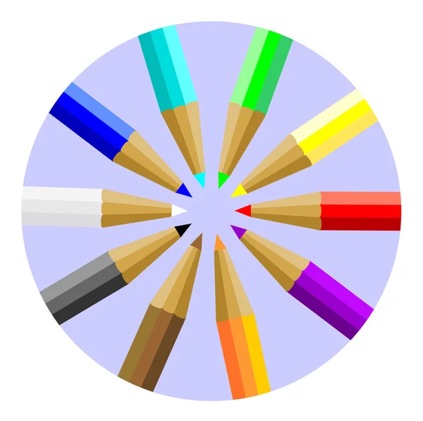 Çok renkli renkli kalem veya boya kalemi — Stok Vektör