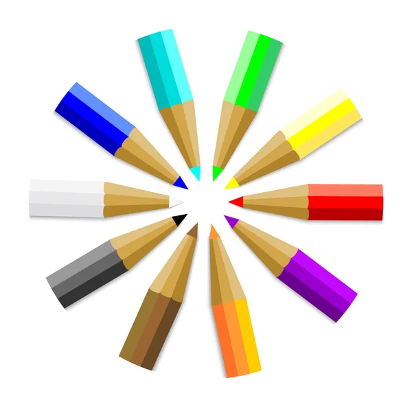 Multicolor Colored Pencils or Crayons — Stock Vector