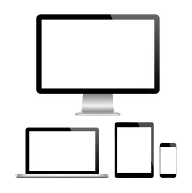 Modern monitör, bilgisayar, dizüstü bilgisayar, telefon, tablet