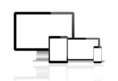 Modern monitör, bilgisayar, dizüstü bilgisayar, telefon, tablet