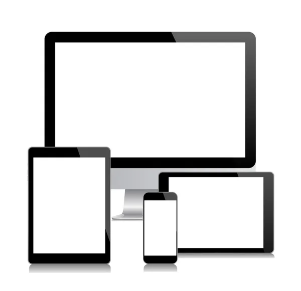 Modern monitor, számítógép, laptop, telefon, tabletta — Stock Vector