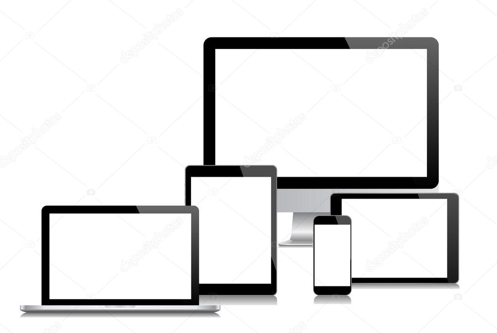 Modern monitor, computer, laptop, phone, tablet