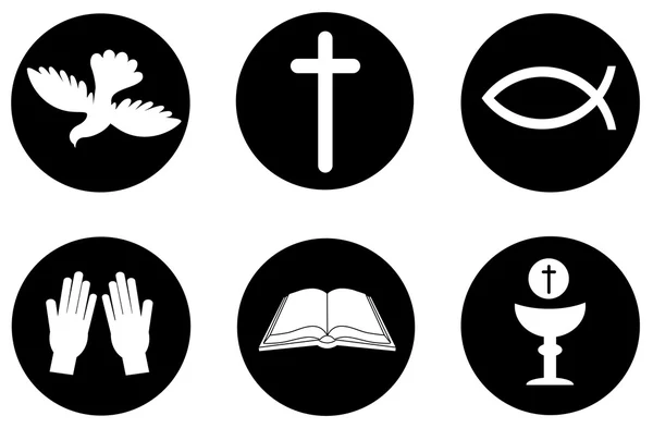 Symbole und Symbole des Christentums — Stockvektor