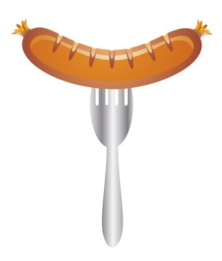 sosis, pislik bir çatal ile