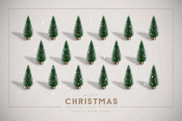 Minimalist Vintage Christmas Postcard Plastic Christmas Trees — Stock Vector