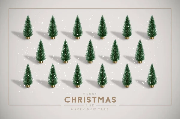 Minimalist Vintage Christmas Postcard Plastic Christmas Trees Stock Illustration