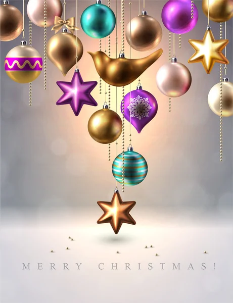 Jul bakgrund med dekorationer — Stock vektor