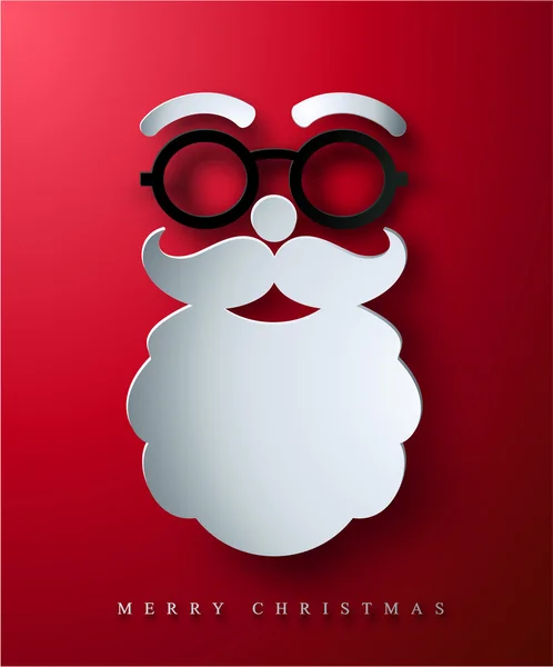 Weihnachtspostkarte mit Weihnachtsmann-Gesicht aus Papier. — Stockvektor