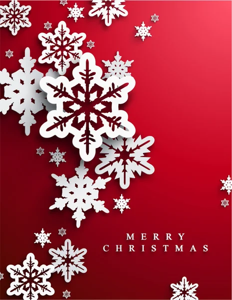 圣诞节红色背景与纸雪花 矢量图形