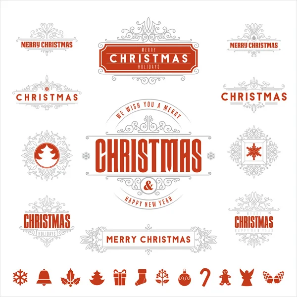 Karácsonyi tipográfiai és kalligrafikus elemek — Stock Vector