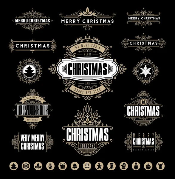 Kerstmis typografische en Calligraphic elementen — Stockvector