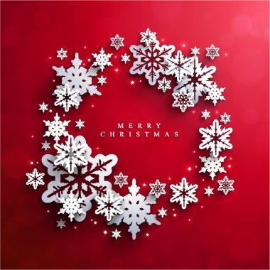 Kar taneleriyle kırmızı Noel arkaplanı
